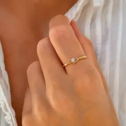 lab grown timantti solitaire-sormus kullattua hopeaa