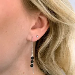 mustat onyx-kiveä ketjukorvakorut  hopea - Loom Stones