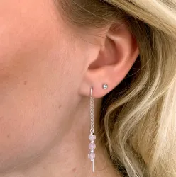 roosa kvartsi ketjukorvakorut  hopea - Loom Stones