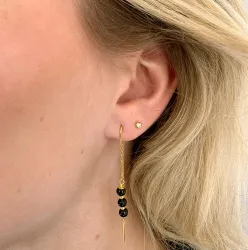 mustat onyx-kiveä ketjukorvakorut  kullattu hopea - Loom Stones