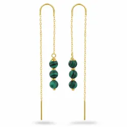 malakiitti ketjukorvakorut  kullattu hopea - Loom Stones