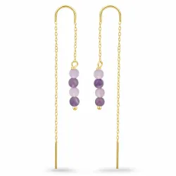 laventelinvärinen ametisti ketjukorvakorut  kullattu hopea - Loom Stones