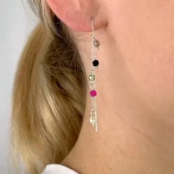 monivärisiä kivi ketjukorvakorut  hopea - Loom Stones