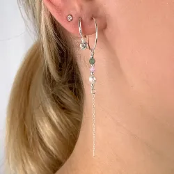 vihreä agaattia ketjukorvakorut  hopea - Loom Stones