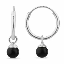 12 mm mustat onyx-kiveä rengas  hopea - Loom Stones