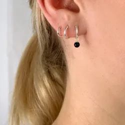 12 mm mustat onyx-kiveä rengas  hopea - Loom Stones