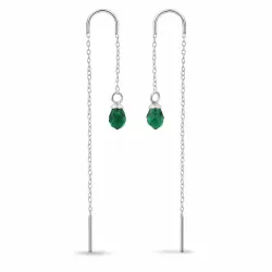 smaragdi lasi ketjukorvakorut  hopea - Loom Stones