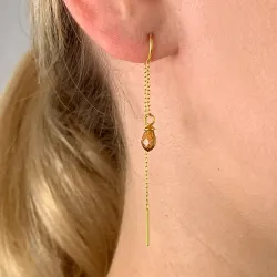 ruskea lasi ketjukorvakorut  kullattu hopea - Loom Stones