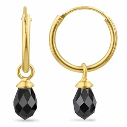 12 mm mustat zirkoni rengas  kullattu hopea - Loom Stones