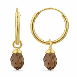 12 mm ruskea lasi rengas  kullattu hopea - Loom Stones