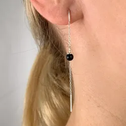 mustat onyx-kiveä ketjukorvakorut  hopeaa - Loom Stones
