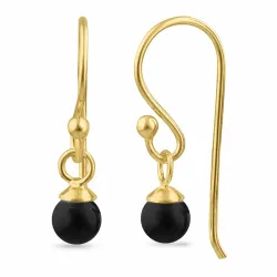 mustat onyx-kiveä ear lines  kullattu hopea - Loom Stones