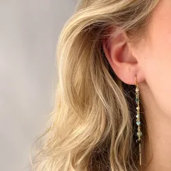 pitkät monivärisiä ketjukorvakorut  kullattu hopea - Loom Stones