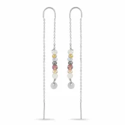 pitkät monivärisiä ketjukorvakorut  hopea