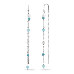 pitkät sininen ketjukorvakorut  hopea