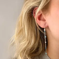 pitkät sininen ketjukorvakorut  hopea