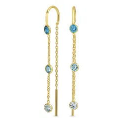 pitkät sininen zirkoni ketjukorvakorut  kullattu hopea