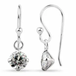 Pitkät pyöreä zirkoni korvarenkaat  hopea