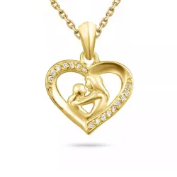 sydän äiti ja lapsi kaulaketju kullattua hopeaa