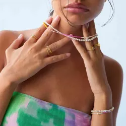 Hultquist Pink Rainbow kaulaketju  kullattua hopeaa