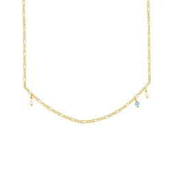 Hultquist kaulaketju, jossa on riipus  kullattua hopeaa vaaleansininen kivi