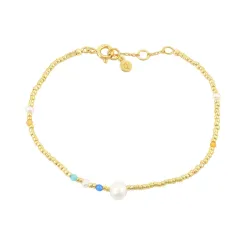 Hultquist Isabella helmi rannekoru  kullattua hopeaa monivärinen kivi