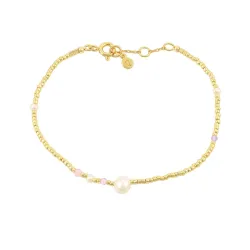 Hultquist Maya helmi rannekoru  kullattua hopeaa värinen kivi