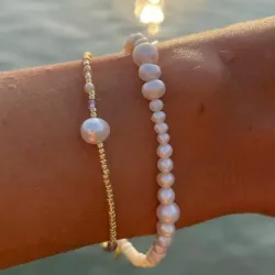 Hultquist Maya helmi rannekoru  kullattua hopeaa värinen kivi