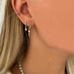 Nava Aquarius  pitkät helmi korvarenkaat  hopea