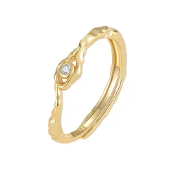 Nava Osiris säädettävissä sormus  kullattua hopeaa valkoinen zirkoni