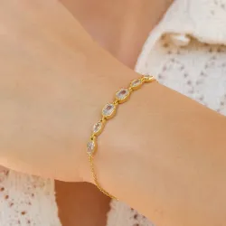 Nava Akhen rannekoru  kullattua hopeaa valkoinen zirkoni