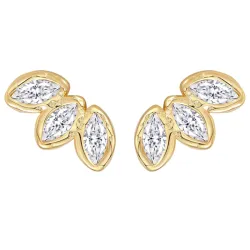 Nava Hepa lehti korvarenkaat  kullattua hopeaa valkoinen zirkoni