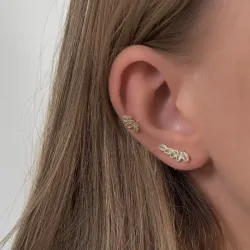 Nava Hepa lehti korvarenkaat  kullattua hopeaa valkoinen zirkoni