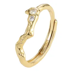 Nava Samui säädettävissä sormus  kullattua hopeaa valkoinen zirkoni