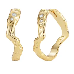 Nava Elei rengas  kullattua hopeaa valkoinen zirkoni