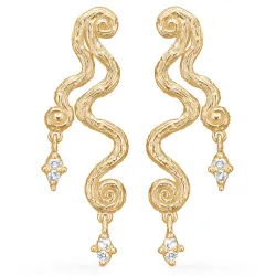 Studio Z Wave korvarenkaat  kullattua hopeaa valkoinen zirkoni