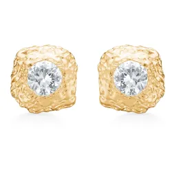 Studio Z Wild Clif nappikorvakorut  kullattua hopeaa valkoinen zirkoni