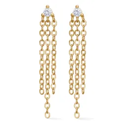 Studio Z Ripple ketjukorvakorut  kullattua hopeaa valkoinen zirkoni