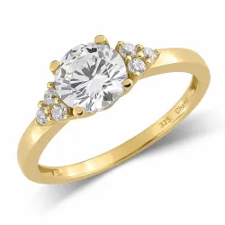 valkoinen zirkoni sormus 9 karaatin kultaa - Gold Collection