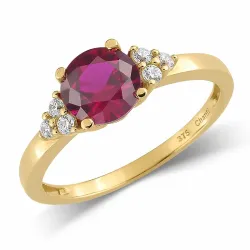 punainen rubiini sormus 9 karaatin kultaa - Gold Collection