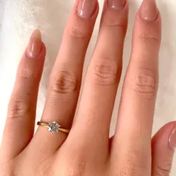 valkoinen zirkoni solitaire-sormus 8 karaatin kultaa - Gold Collection