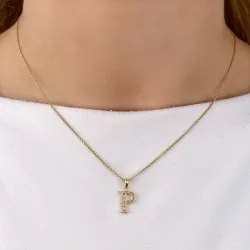 p-kirjain riipus 14 karaatti kultaa 0,04 ct