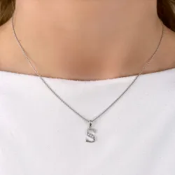 s-kirjain riipus 14 karaatti valkokultaa 0,025 ct