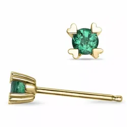 2 x 0,22 ct solitaire-nappikorvakorut 14 karaatin kultaa kanssa smaragdi 