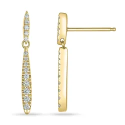 pitkät timantti korvarenkaat 14 karaatin kultaa kanssa timantti 
