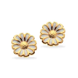 7,5 mm Scrouples päivänkakkara korvarenkaat  kullattua hopeaa valkoinen emalji