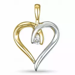 sydän timantti riipus 14 karaatti kulta ja valkokultaa 0,04 ct