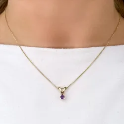 sydän lila ametisti riipus 14 karaatti kultaa 0,22 ct