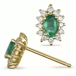 smaragdi ruusukenappikorvakorut 14 karaatin kultaa kanssa timantti ja smaragdi 