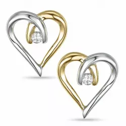 sydän timantti nappikorvakorut 14 karaatin kultaa ja valkokul kanssa timantti 